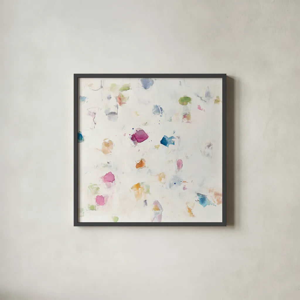 Glitterati II v2 by Mike Schick. Shown in a sleek black glass frame for a contemporary gallery look. Available as an archival giclee rolled canvas, fine art paper, or poster print. SKU 27637a.