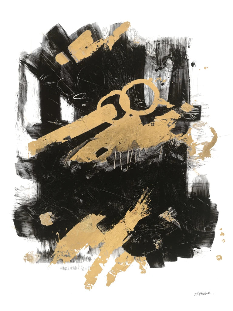 Gold Black Abstract I by Mike Schick