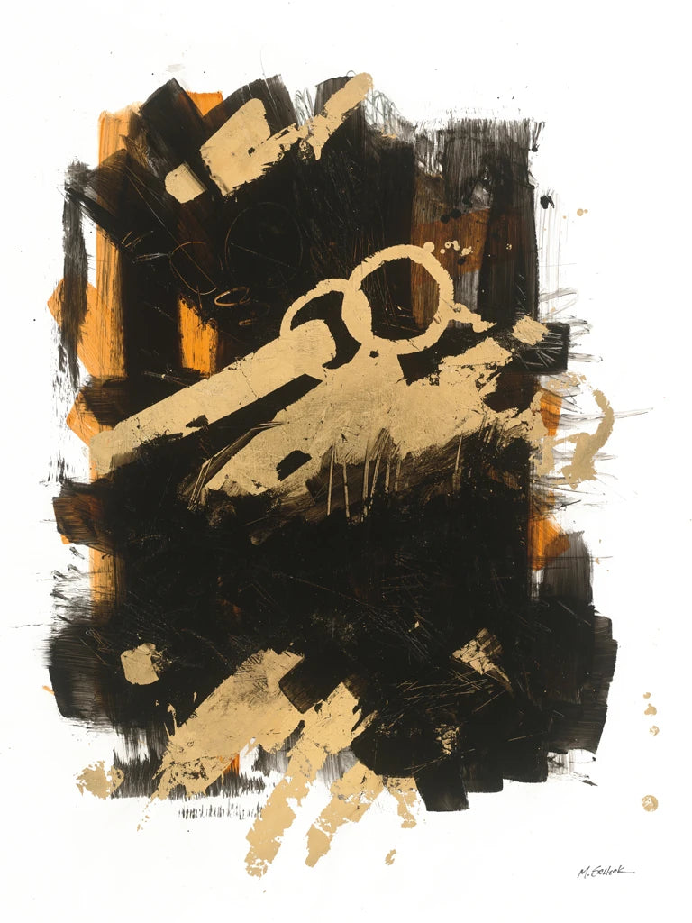 Gold Black Abstract I Orange by Mike Schick