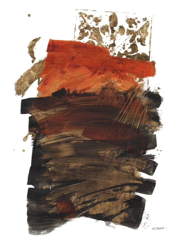 Gold Black Abstract I Red by Mike Schick