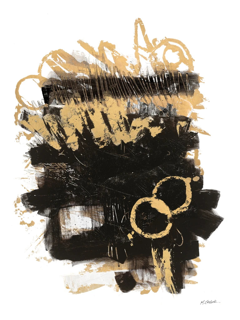 Gold Black Abstract II by Mike Schick