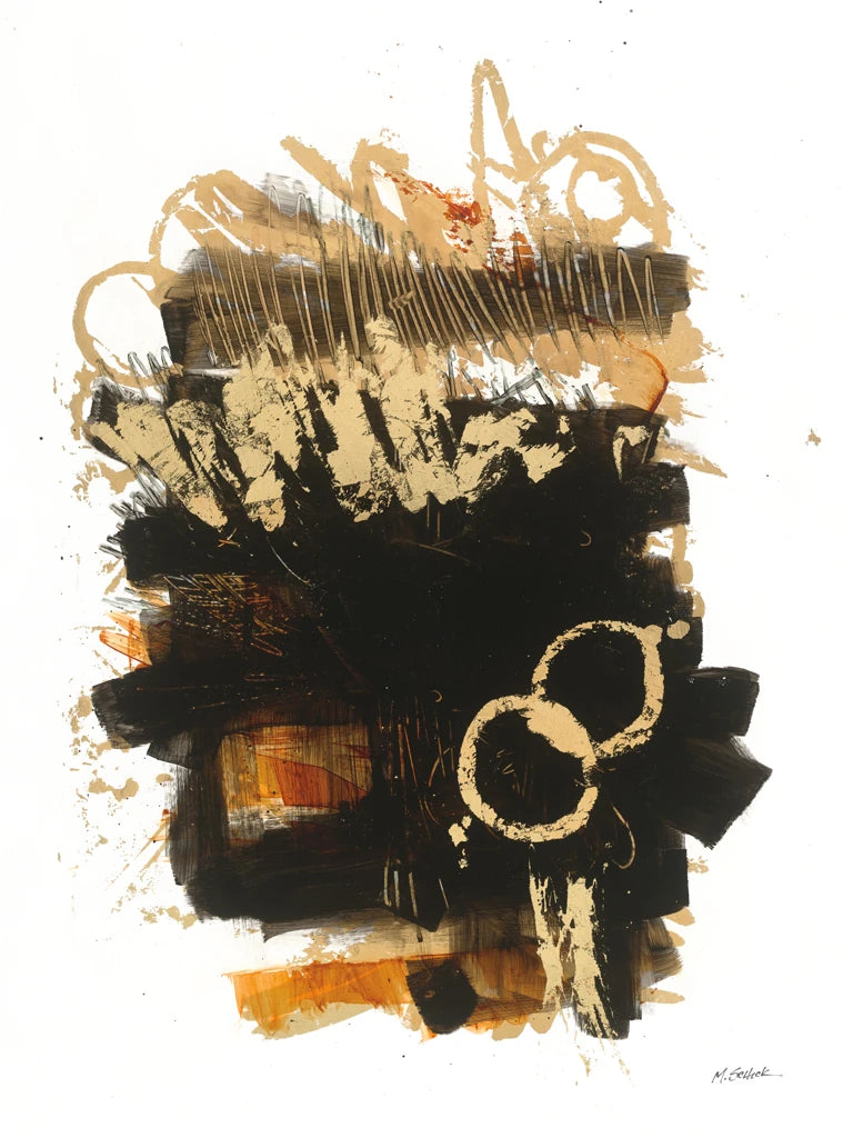 Gold Black Abstract II Orange by Mike Schick