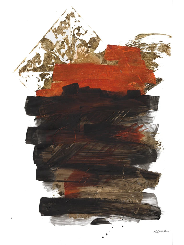 Gold Black Abstract II Red by Mike Schick