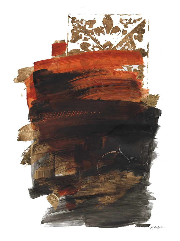 Gold Black Abstract III Red by Mike Schick