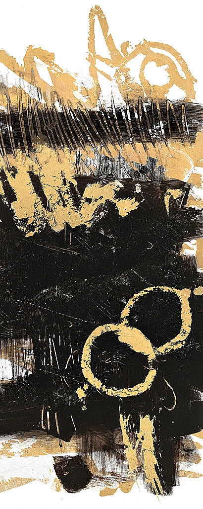 Gold and Black Abstract Panel II by Mike Schick