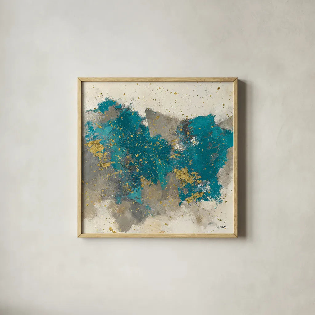 Gray Matter Cream II by Mike Schick. Shown in a natural wood glass frame for a timeless modern aesthetic. Available as an archival giclee rolled canvas, fine art paper, or poster print. SKU 34208a.