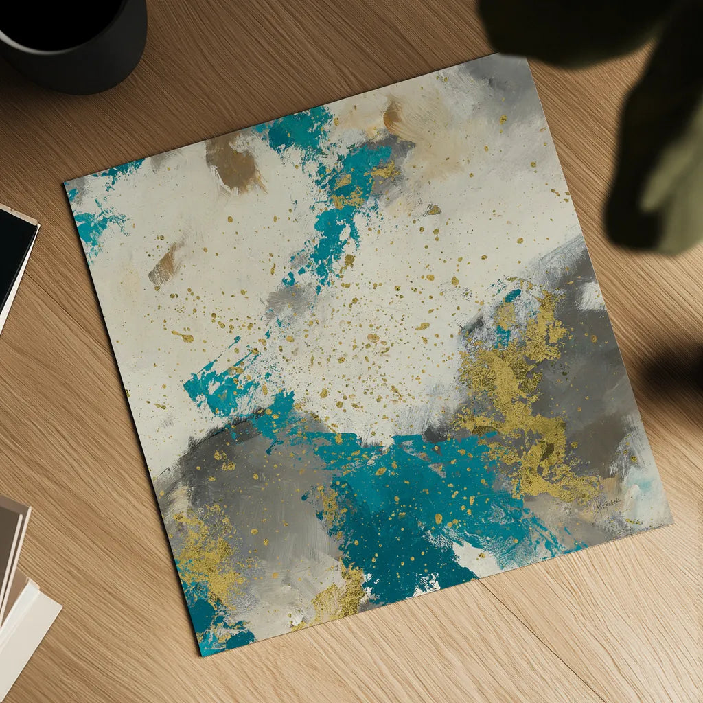 Gray Matter Cream III Gold by Mike Schick. Shown as a detailed flat fine art print, highlighting archival giclee quality. Available as an archival giclee rolled canvas, fine art paper, or poster print. SKU 34209a.