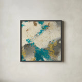 Gray Matter Cream III Gold by Mike Schick. Shown in a sleek black glass frame for a contemporary gallery look. Available as an archival giclee rolled canvas, fine art paper, or poster print. SKU 34209a.