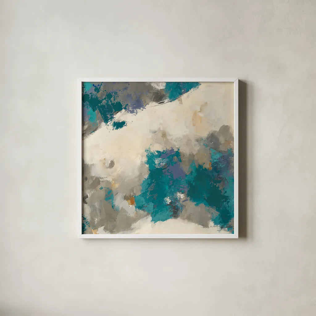 Gray Matter II Square by Mike Schick. Shown in a crisp white glass frame for a clean and minimalist style. Available as an archival giclee rolled canvas, fine art paper, or poster print. SKU 34216a.