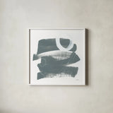 Gray and White IX by Mike Schick. Shown in a crisp white glass frame for a clean and minimalist style. Available as an archival giclee rolled canvas, fine art paper, or poster print. SKU 22750a.