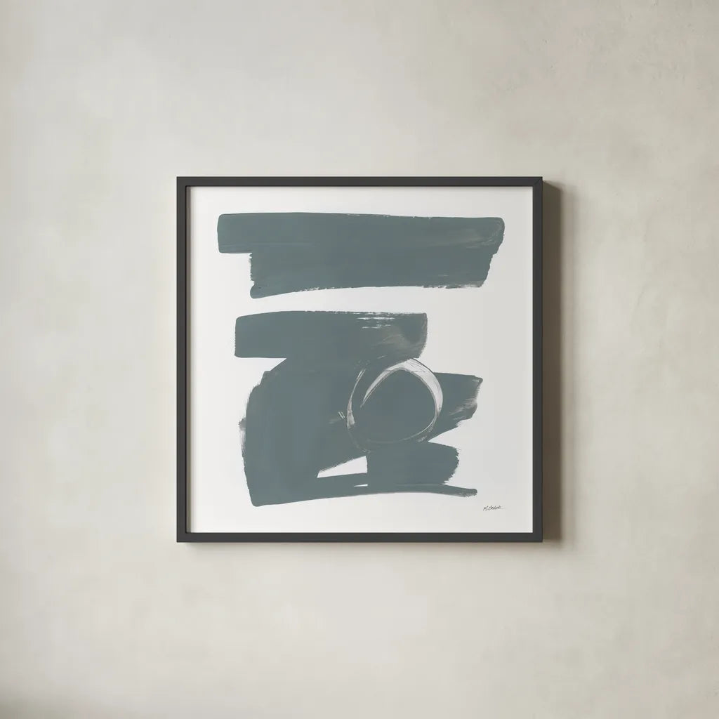 Gray and White XII by Mike Schick. Shown in a sleek black glass frame for a contemporary gallery look. Available as an archival giclee rolled canvas, fine art paper, or poster print. SKU 22751a.