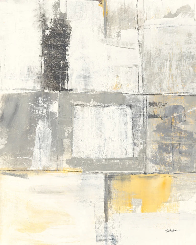 Gray and Yellow Blocks II White by Mike Schick