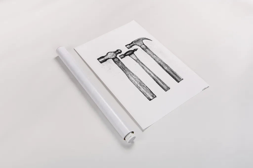 Hammers by Mike Schick. shown as a rolled paper print. Available as archival giclee rolled canvas, fine art paper, or poster print. SKU 58751h.
