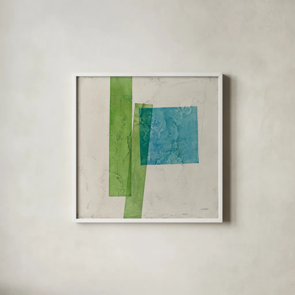 Harmony I No Lines by Mike Schick. Shown in a crisp white glass frame for a clean and minimalist style. Available as an archival giclee rolled canvas, fine art paper, or poster print. SKU 91636a.