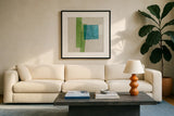 Harmony I No Lines by Mike Schick. Displayed in a glass frame with matte in a clean modern living room. Available as an archival giclee rolled canvas, fine art paper, or poster print. SKU 91636a.