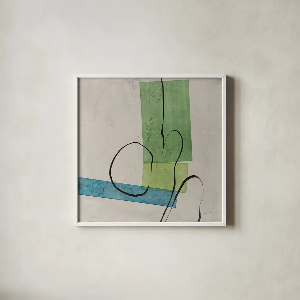 Harmony II by Mike Schick. Shown in a crisp white glass frame for a clean and minimalist style. Available as an archival giclee rolled canvas, fine art paper, or poster print. SKU 91333a.