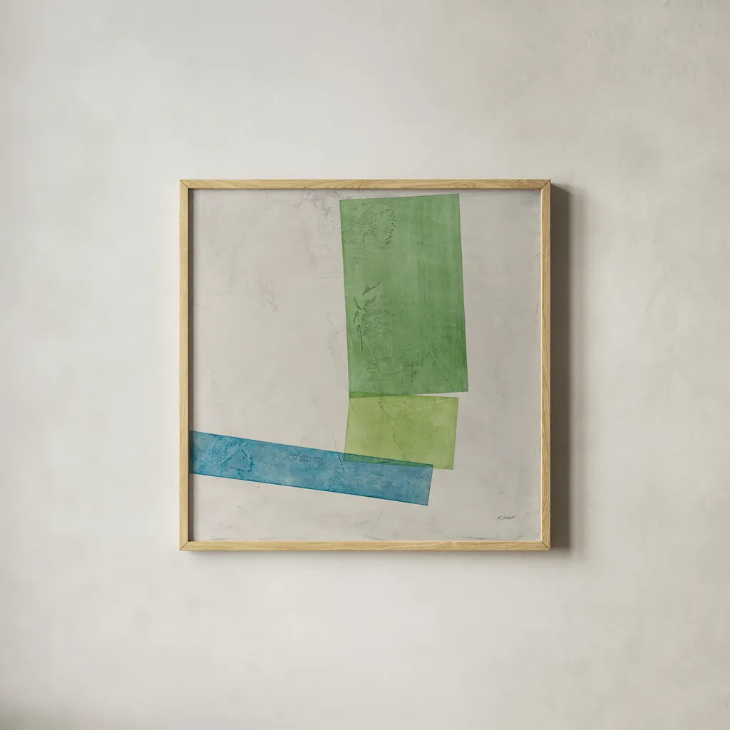 Harmony II No Lines by Mike Schick. Shown in a natural wood glass frame for a timeless modern aesthetic. Available as an archival giclee rolled canvas, fine art paper, or poster print. SKU 91637a.