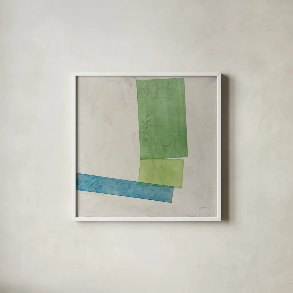 Harmony II No Lines by Mike Schick. Shown in a crisp white glass frame for a clean and minimalist style. Available as an archival giclee rolled canvas, fine art paper, or poster print. SKU 91637a.