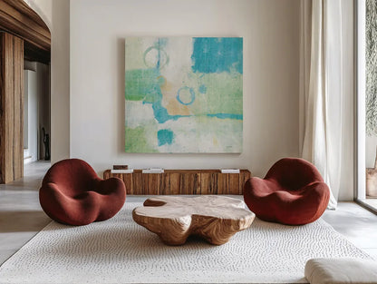 Horizon II by Mike Schick. Shown as extra-large giant wall art in a modern living room. Available as an archival giclee rolled canvas, fine art paper, or poster print. SKU 16015a.