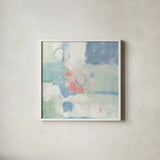 Horizon II Cool Chromatic by Mike Schick. Shown in a crisp white glass frame for a clean and minimalist style. Available as an archival giclee rolled canvas, fine art paper, or poster print. SKU 26504a.