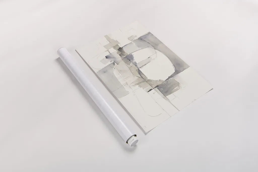 Improvisation I Gray by Mike Schick. shown as a rolled paper print. Available as archival giclee rolled canvas, fine art paper, or poster print. SKU 28337i.