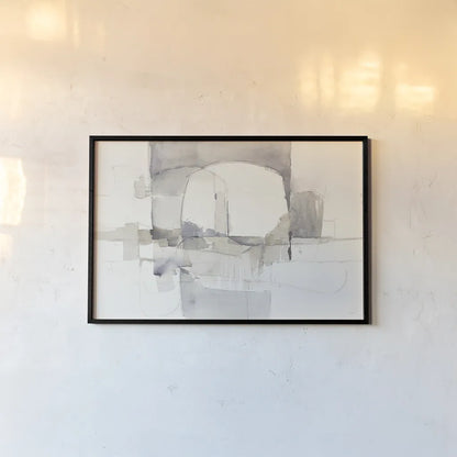 Improvisation I Gray by Mike Schick. shown as a paper print in a black flame. Available as a archival giclee rolled canvas, fine art paper, or poster print. SKU 28337i.