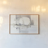 Improvisation I Gray by Mike Schick. shown as a paper print in a natural frame. Available as a archival giclee rolled canvas, fine art paper, or poster print. SKU 28337i.