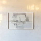 Improvisation I Gray by Mike Schick. shown as a paper print in a white frame. Available as a archival giclee rolled canvas, fine art paper, or poster print. SKU 28337i.