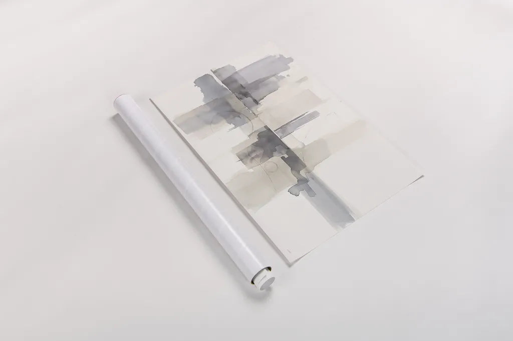 Improvisation II Gray by Mike Schick. shown as a rolled paper print. Available as archival giclee rolled canvas, fine art paper, or poster print. SKU 28338i.