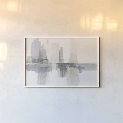 Improvisation II Gray by Mike Schick. shown as a paper print in a white frame. Available as a archival giclee rolled canvas, fine art paper, or poster print. SKU 28338i.