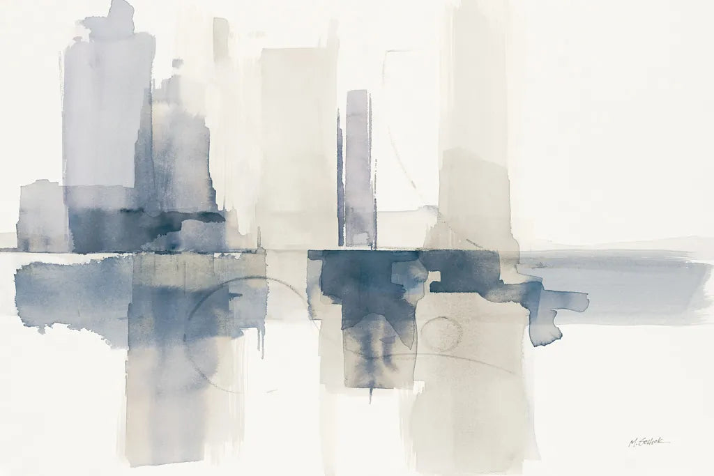 Improvisation II Navy by Mike Schick. SKU 48102i. Archival Giclee Fine art print for wall decor.