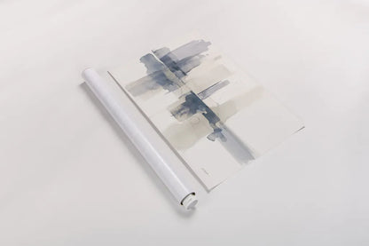 Improvisation II Navy by Mike Schick. shown as a rolled paper print. Available as archival giclee rolled canvas, fine art paper, or poster print. SKU 48102i.