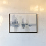 Improvisation II Navy by Mike Schick. shown as a paper print in a black flame. Available as a archival giclee rolled canvas, fine art paper, or poster print. SKU 48102i.
