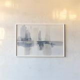 Improvisation II Navy by Mike Schick. shown as a paper print in a white frame. Available as a archival giclee rolled canvas, fine art paper, or poster print. SKU 48102i.