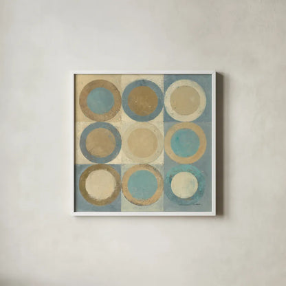 In the Key of Blue by Mike Schick. Shown in a crisp white glass frame for a clean and minimalist style. Available as an archival giclee rolled canvas, fine art paper, or poster print. SKU 34272a.