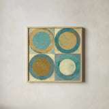 In the Key of Blue Crop by Mike Schick. Shown in a natural wood glass frame for a timeless modern aesthetic. Available as an archival giclee rolled canvas, fine art paper, or poster print. SKU 22614a.