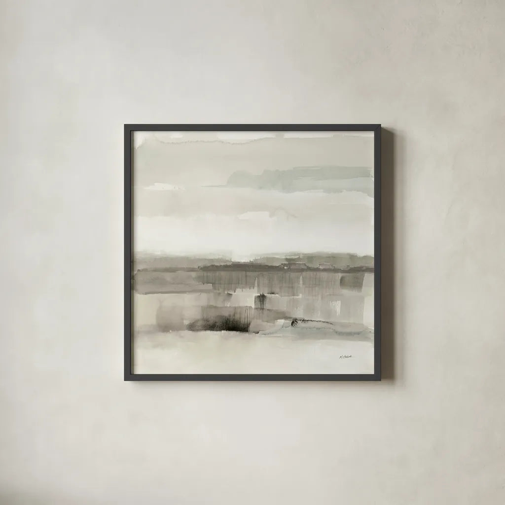 Influence of Line and Color Neutral by Mike Schick. Shown in a sleek black glass frame for a contemporary gallery look. Available as an archival giclee rolled canvas, fine art paper, or poster print. SKU 63222a.