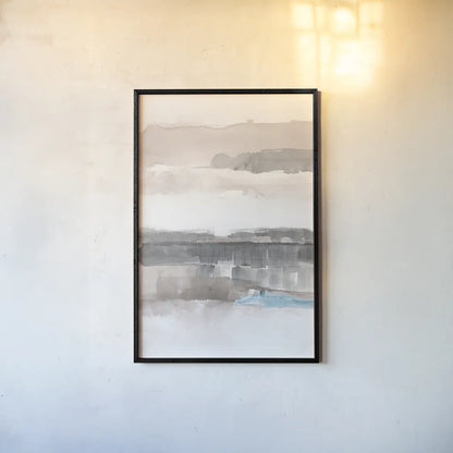 Influence of Line and Color Neutral Aqua by Mike Schick. shown as a paper print in a black flame. Available as a archival giclee rolled canvas, fine art paper, or poster print. SKU 30988h.