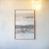 Influence of Line and Color Neutral Aqua by Mike Schick. shown as a paper print in a natural frame. Available as a archival giclee rolled canvas, fine art paper, or poster print. SKU 30988h.