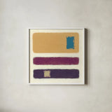 Isole Blue Square by Mike Schick. Shown in a crisp white glass frame for a clean and minimalist style. Available as an archival giclee rolled canvas, fine art paper, or poster print. SKU 34228a.