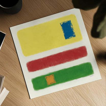 Isole Bright Primary by Mike Schick. Shown as a detailed flat fine art print, highlighting archival giclee quality. Available as an archival giclee rolled canvas, fine art paper, or poster print. SKU 82312a.