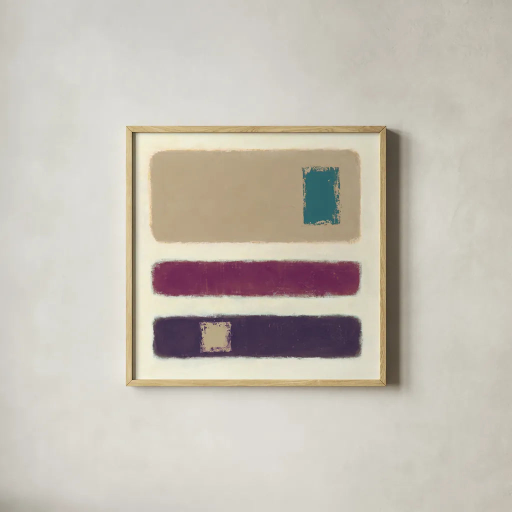 Isole Neutral by Mike Schick. Shown in a natural wood glass frame for a timeless modern aesthetic. Available as an archival giclee rolled canvas, fine art paper, or poster print. SKU 34227a.