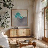 Last Light by Mike Schick. Shown in a natural wood frame in a cozy modern living room. Available as an archival giclee rolled canvas, fine art paper, or poster print. SKU 31843a.