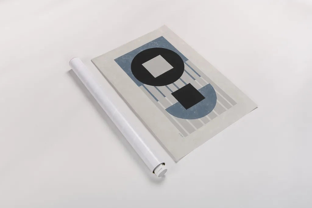 Laterally Speaking Blue by Mike Schick. shown as a rolled paper print. Available as archival giclee rolled canvas, fine art paper, or poster print. SKU 66725i.