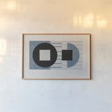 Laterally Speaking Blue by Mike Schick. shown as a paper print in a natural frame. Available as a archival giclee rolled canvas, fine art paper, or poster print. SKU 66725i.
