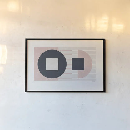 Laterally Speaking Pink by Mike Schick. shown as a paper print in a black flame. Available as a archival giclee rolled canvas, fine art paper, or poster print. SKU 53251i.