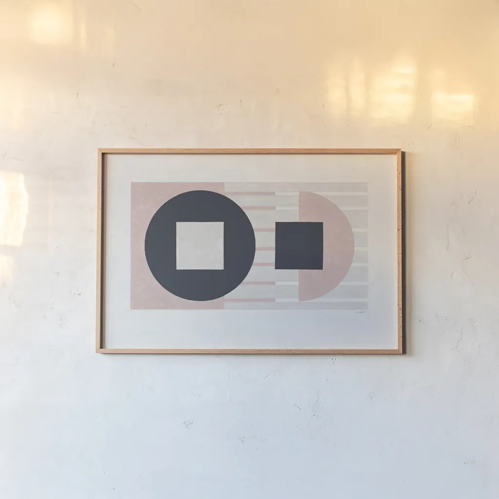 Laterally Speaking Pink by Mike Schick. shown as a paper print in a natural frame. Available as a archival giclee rolled canvas, fine art paper, or poster print. SKU 53251i.