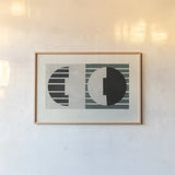 Latitude Green by Mike Schick. shown as a paper print in a natural frame. Available as a archival giclee rolled canvas, fine art paper, or poster print. SKU 58745i.