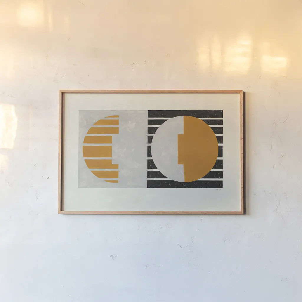 Latitude v2 by Mike Schick. shown as a paper print in a natural frame. Available as a archival giclee rolled canvas, fine art paper, or poster print. SKU 58746i.