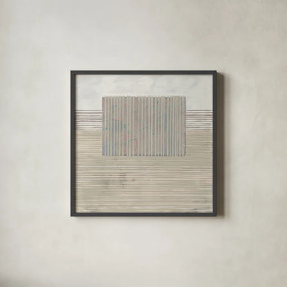 Layer of Reality Neutral by Mike Schick. Shown in a sleek black glass frame for a contemporary gallery look. Available as an archival giclee rolled canvas, fine art paper, or poster print. SKU 42925a.